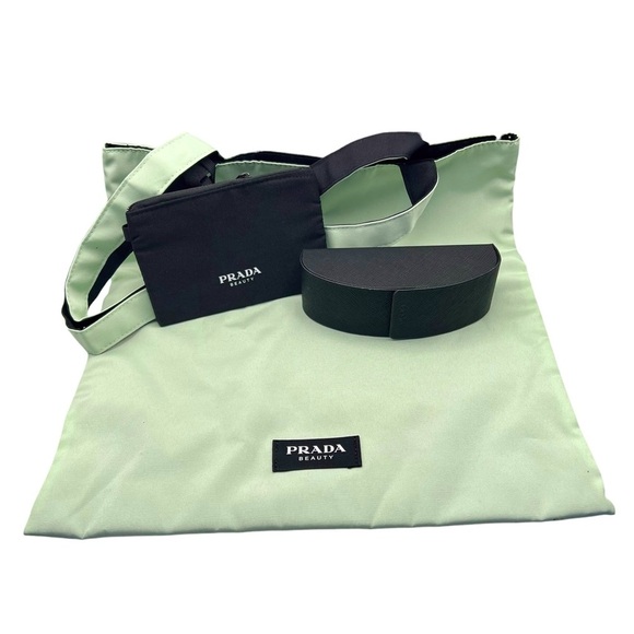 Prada Handbags - Prada Mint Green and Black REVERSABLE Tote Bag and Prada glasses/sunglasses case